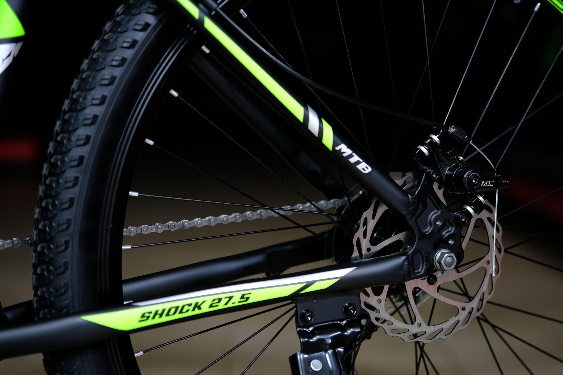 Тормоз дисковый механический JAK 160мм HOKE Shock 27,5 MD матовый чёрный-зелёный 17