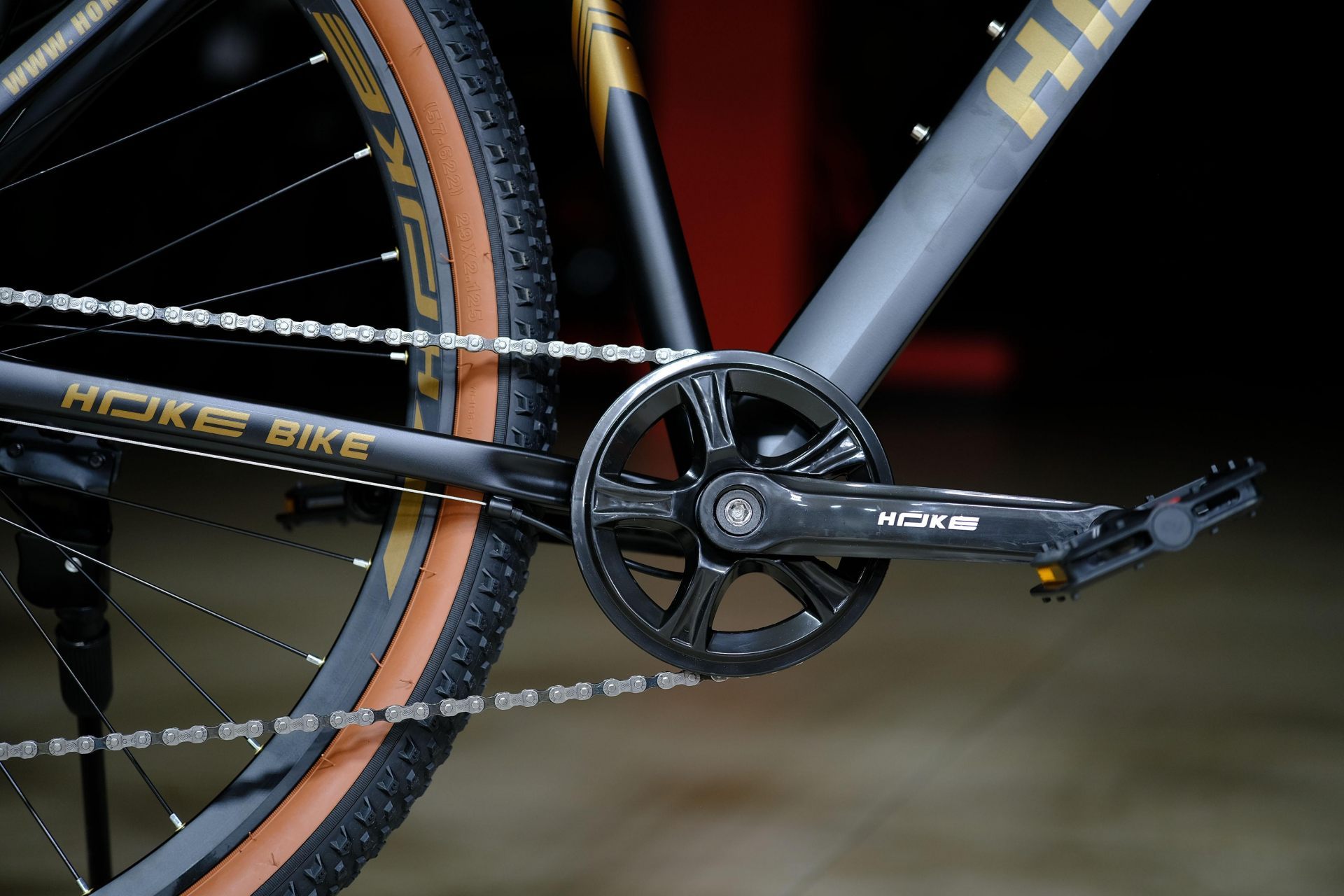 Система (шатун) сталь 36T под квадрат HOKE ONE MAX 29 матовый чёрный-коричневый 21